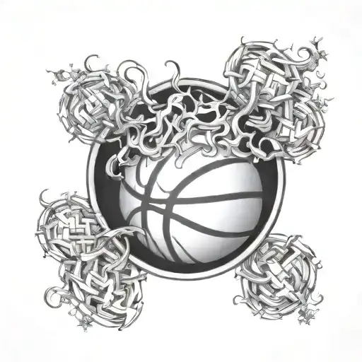 Fire And Smoke Puzzle Pieces That Turns Into A Basketball