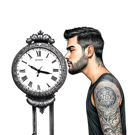 Father And Son With Clock