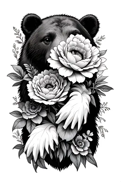 Bear And Flowers Inside