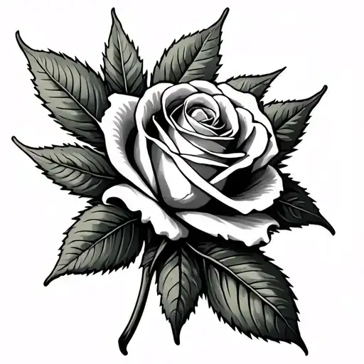Rose And Weed Leaf