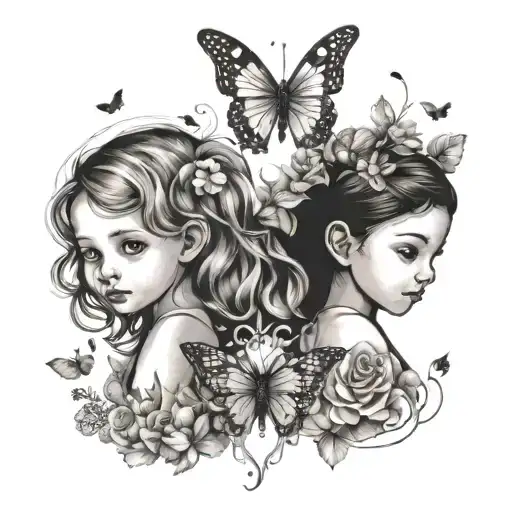 Butterfly And Children Holding Hands