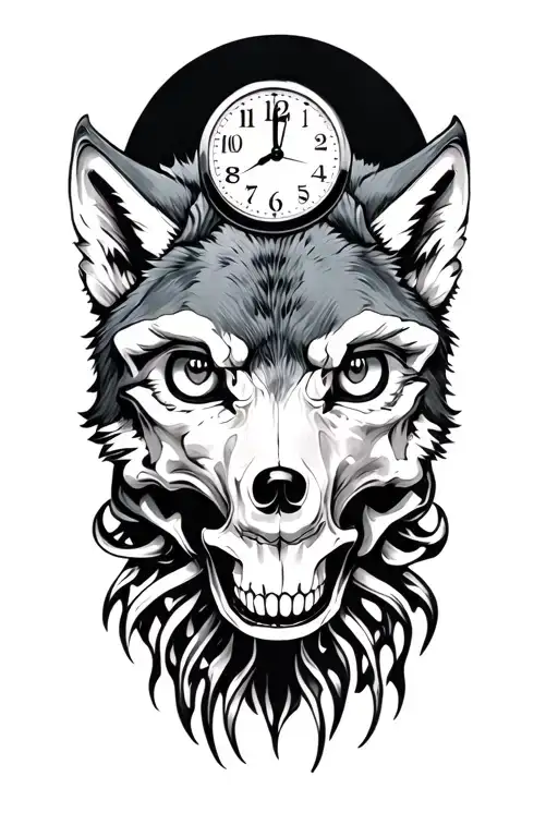 Clock Wolf Skull Eye