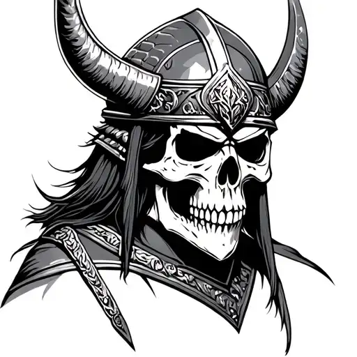 Skull Viking Samurai Warrior