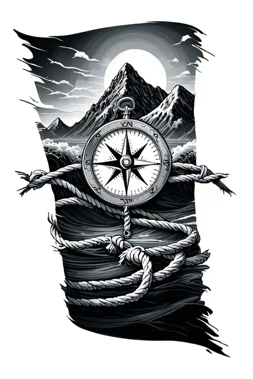 Compass Wave Mountain Rope Tied