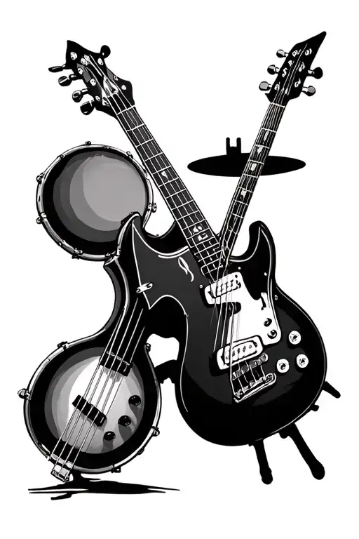 Drums Bass And Electric Guitar Design