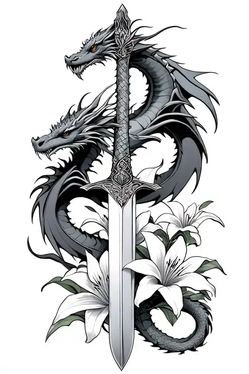 Dragons Sword With Lillies