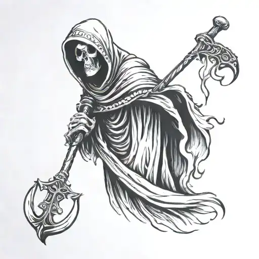 Grim Reaper Holding A Scythe