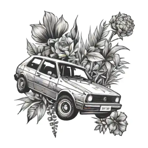 A Golf Mk2 Car Surrounded By Vibrant Flowers And Plants To Represent Your Love For Nature