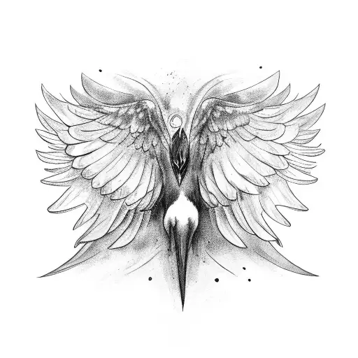 Raven With Large Wings And Fire