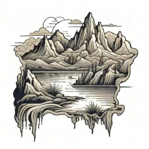 Mountains Surrounded By Receding Water