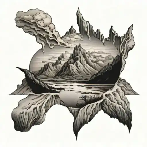 Mountains Surrounded By Receding Water