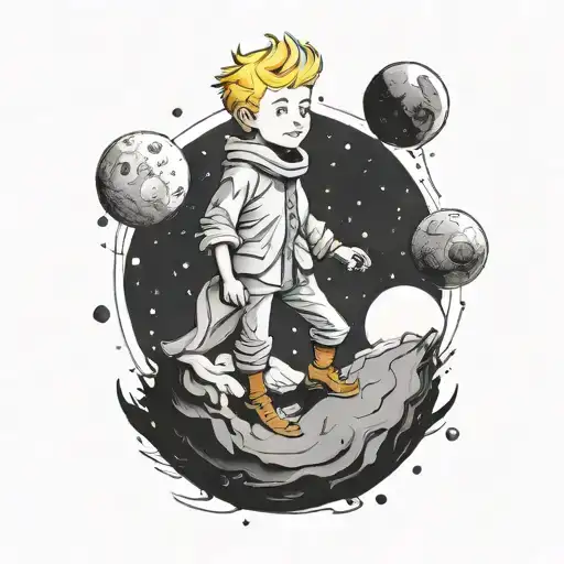Le Petit Prince On His Planet Using Ink Brush Style