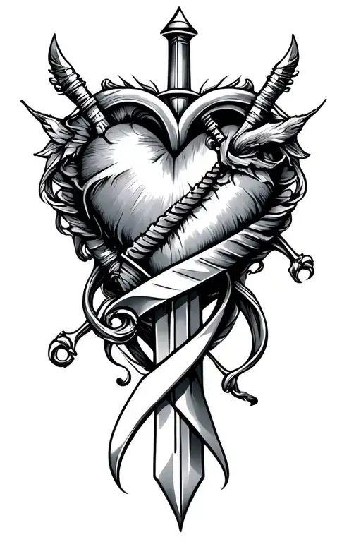 Heart And Dagger Intertwined
