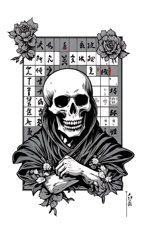 Death Depicted In A Shogi Board In The Background