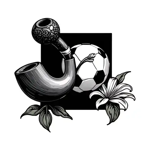A Lily Smoking Pipe And A Fotball Ball