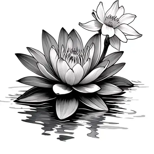 Water Lily And Daffodil