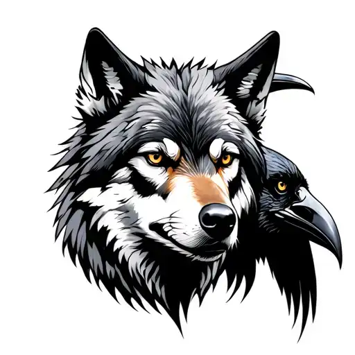 Wolf And A Raven