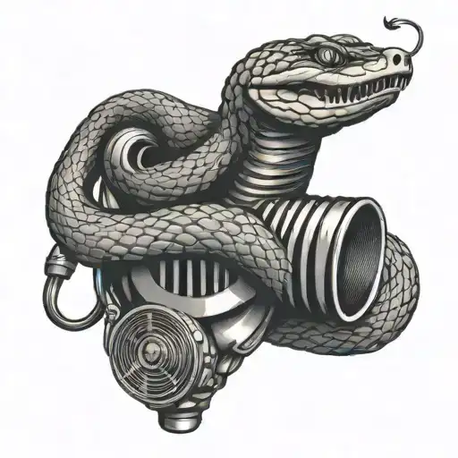 A Snake Coiled Around A Vintage Microphone