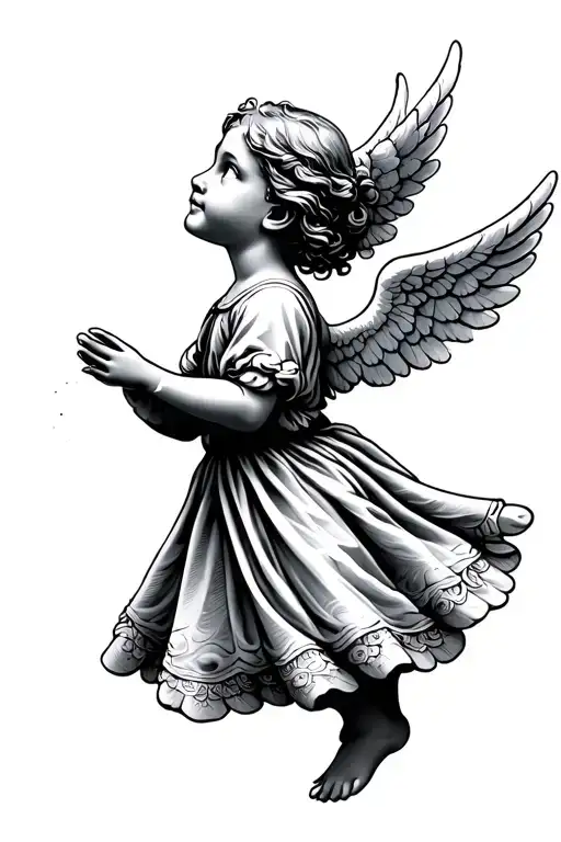 Simple Small Angel Looking Up To The Sky