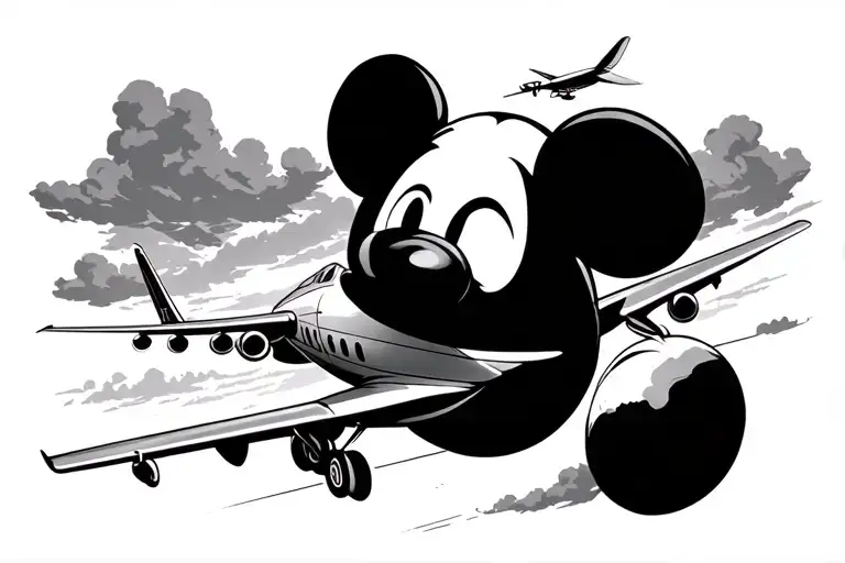 Mickey Ears With An Airplane And Flight Symbolizing