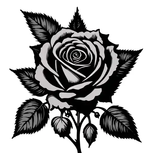 Rose And Larkspur In Triangle Outline Intertwined