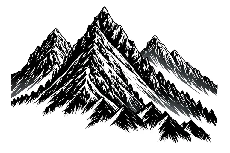 Mountain Range Silhouette With Battle Scene Norse Style And Violent