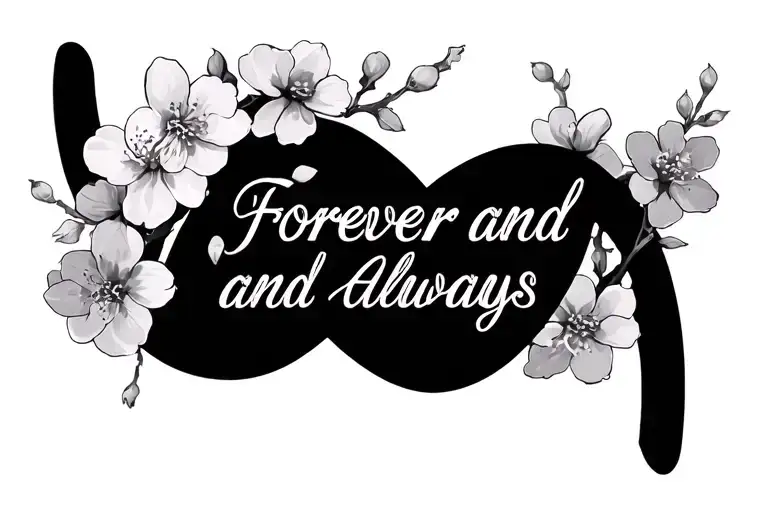 The Words Forever And Always In A Infinity Symbol With Cherry Blossom Surrounding