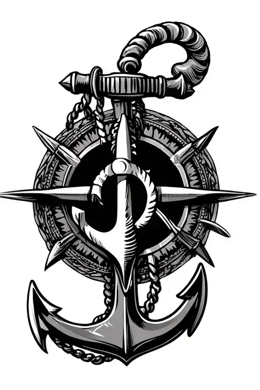 Compas With Nautical Anchor Hanging