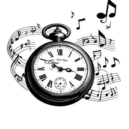 Pocket Watch Sheet Music Notes Floating