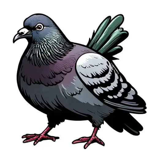 Fat Pigeon Grumpy Cartoon