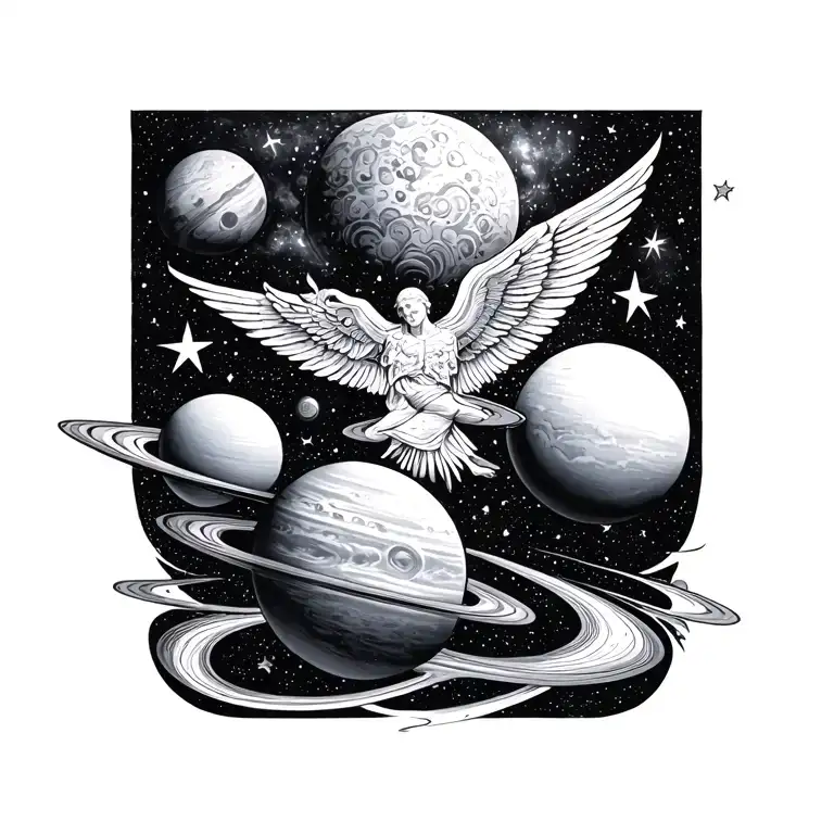 God And Planets Stars And Nebulas