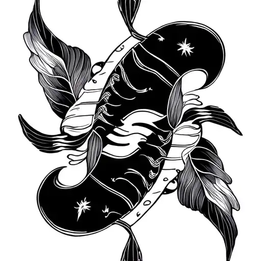 Virgo And Pisces Symbol Intertwined Line
