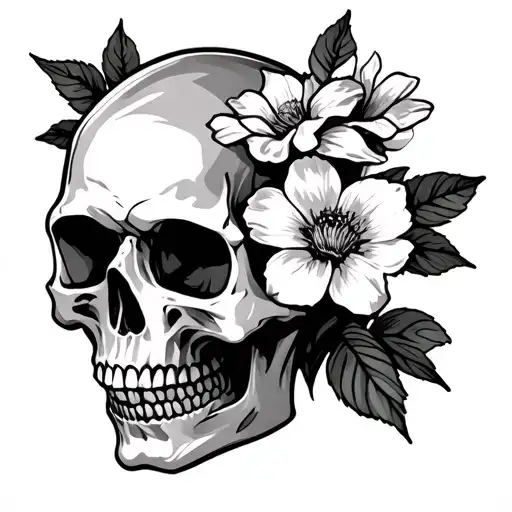 Skull And Flower