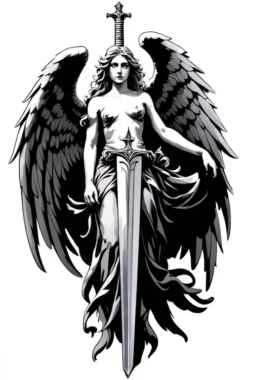 Angel With Sword And Wings