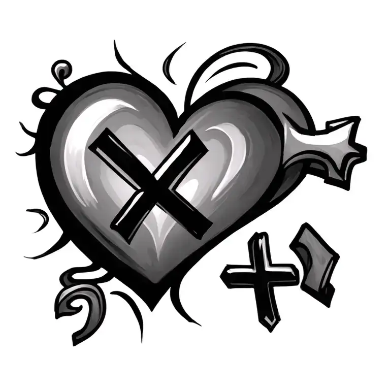 Heart And Plus Sign Surrounded