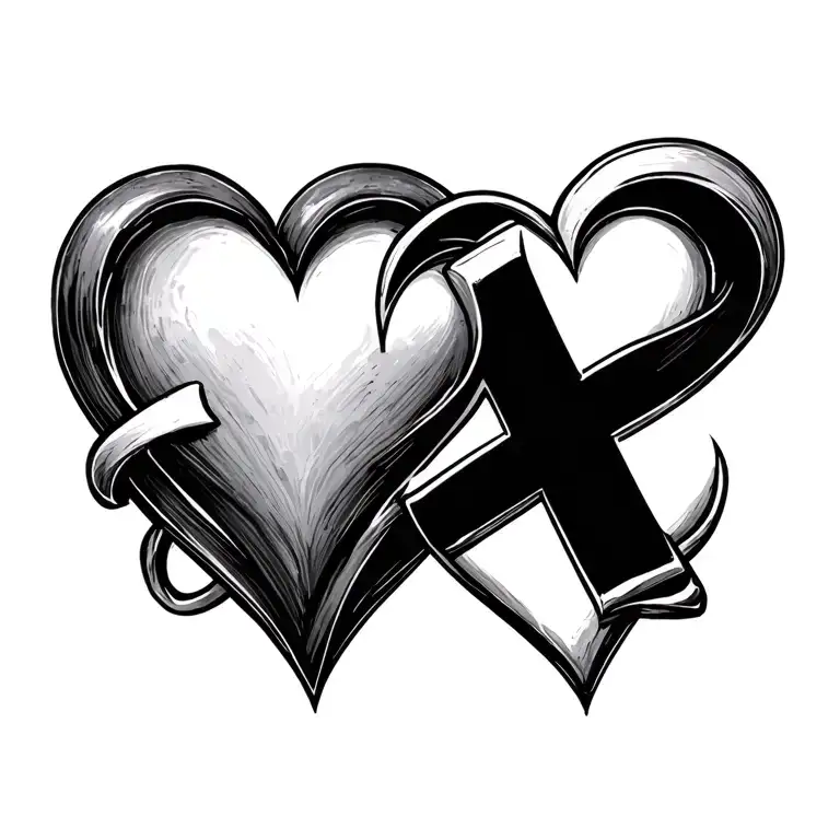 Heart And Plus Sign Intertwined