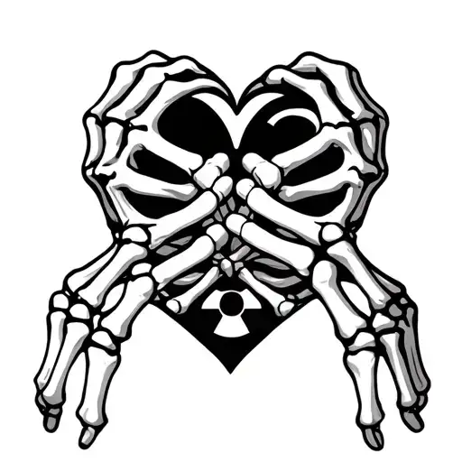 Skeleton Hands Heart Radiation Symbol