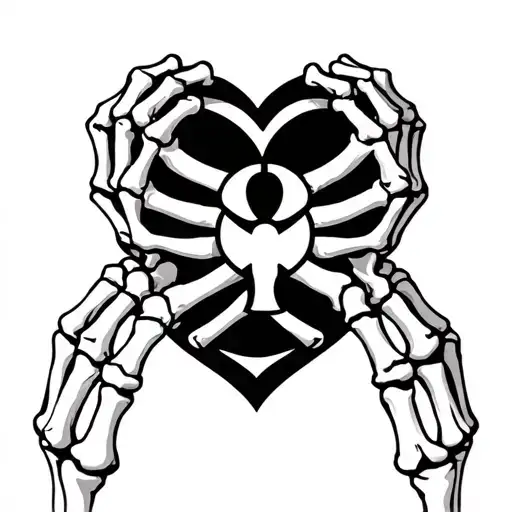 Skeleton Hands Heart Radiation Symbol