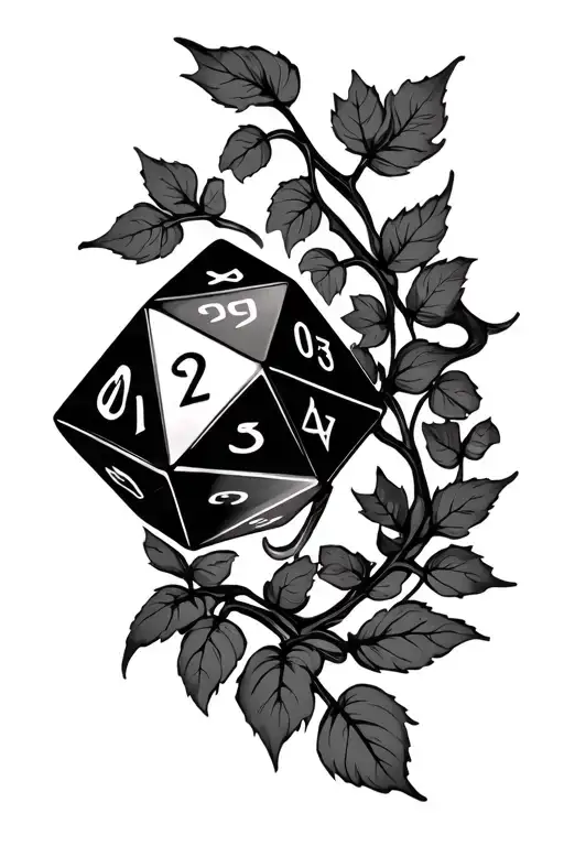 D20 Dice Surrounded By Vines