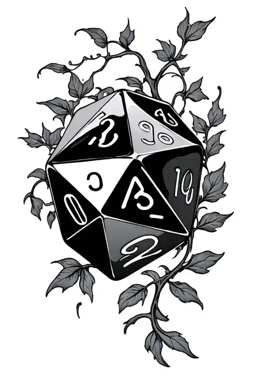 D20 Dice Surrounded By Vines
