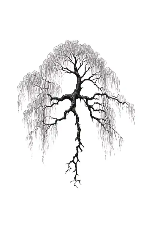 Weeping Willow Tree With Roots