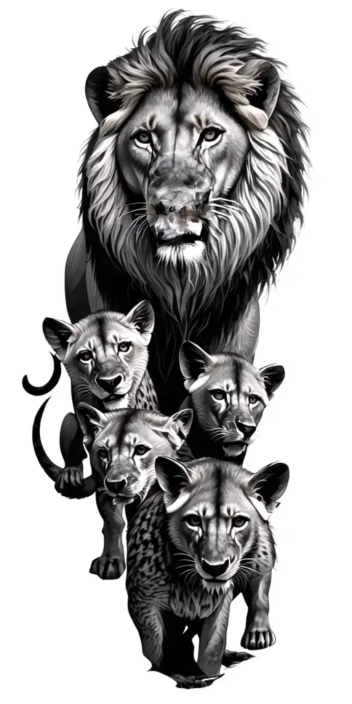 Lion Surrounded By Hyenas