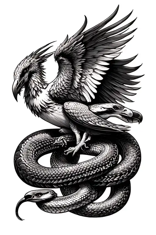 Phoenix And Snake Around Forarm Half Sleeve