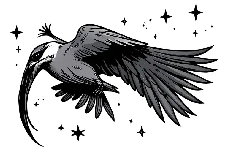 Bird Flying In The Sky Filled With Stars