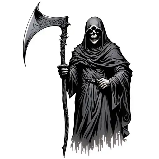 Grim Reaper Holding A Scythe