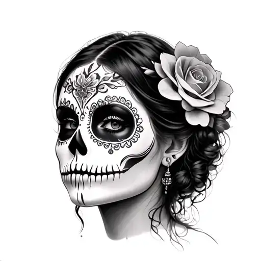 Woman In Sugar Skull Makeup