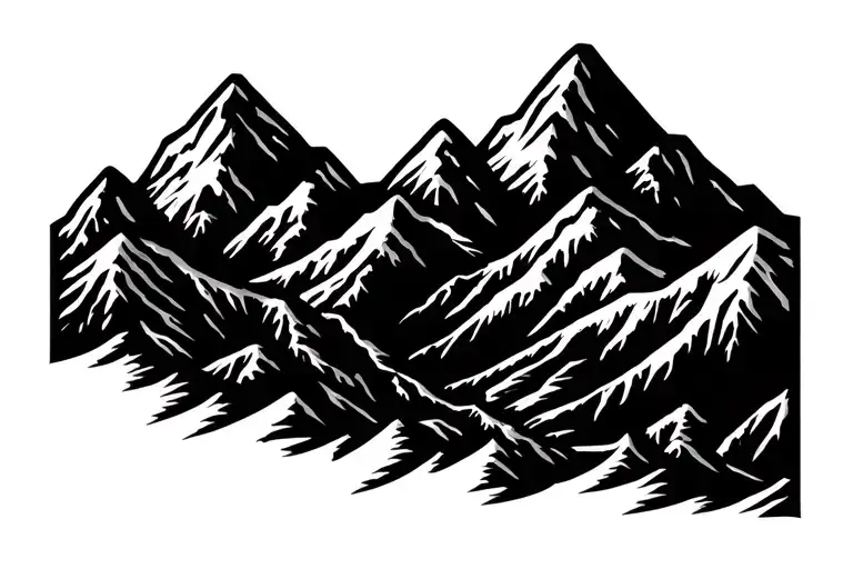 Minimalist Mountain Outline With Dna Helix In The Curves