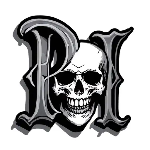 D An M Initials With Skull