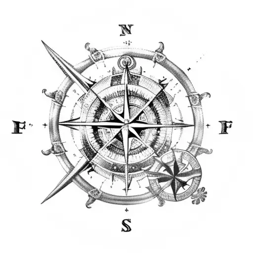 Pirateship With Compass And Kraken