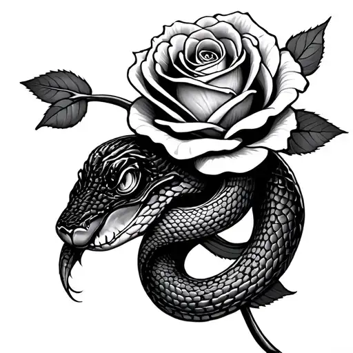 Snake With Rose Wrapped